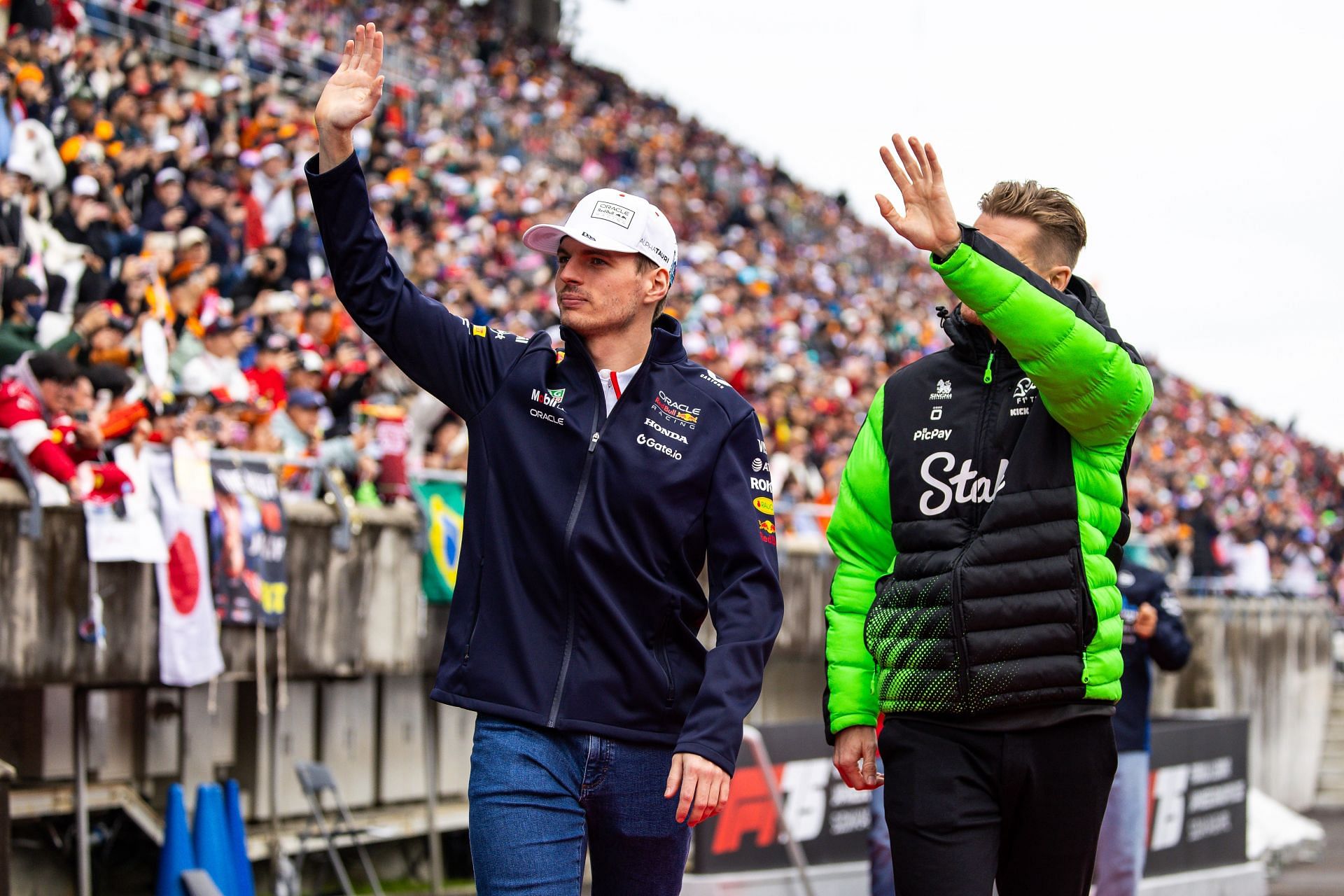 Max Verstappen (L) and Nico Hulkenberg (R) at the 2025 F1 Grand Prix Of Japan - Source: Getty
